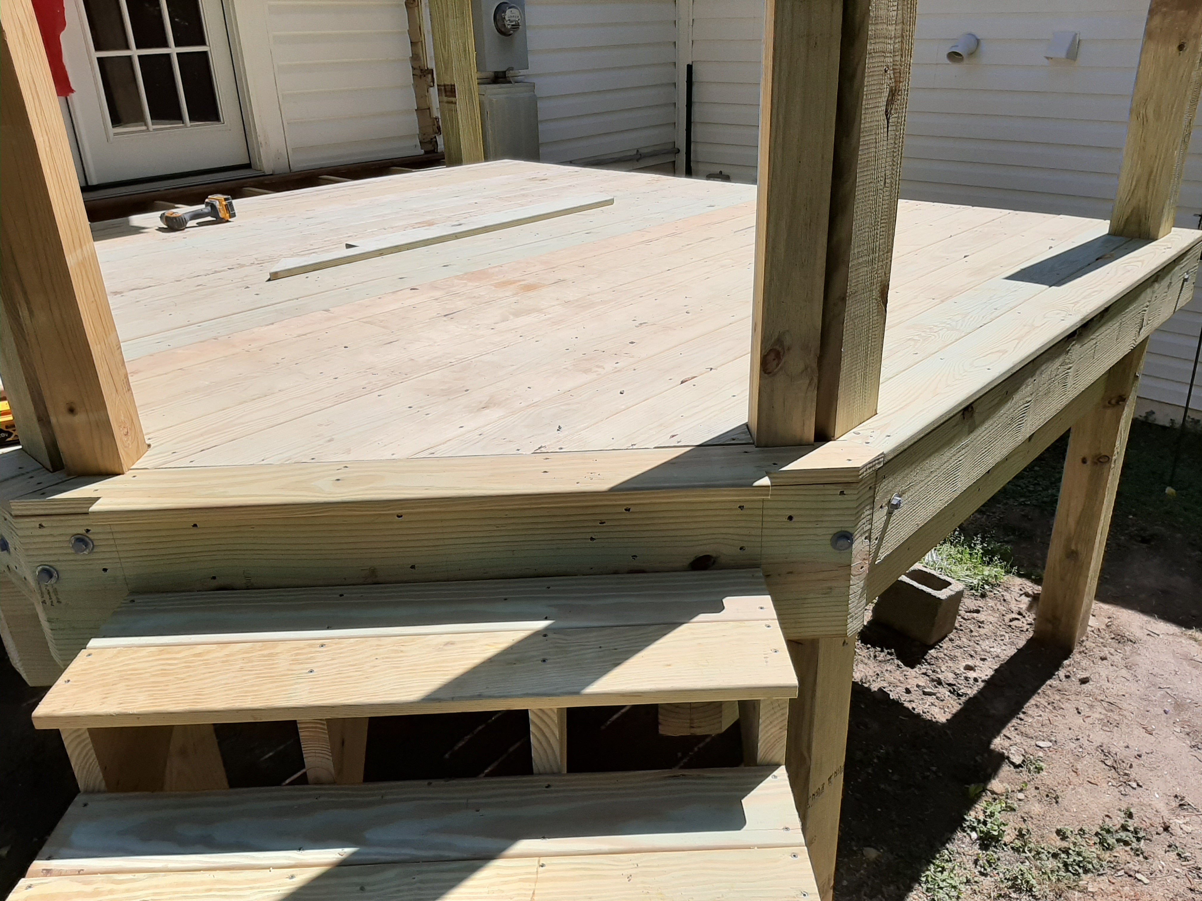 Deck construction — railing installation