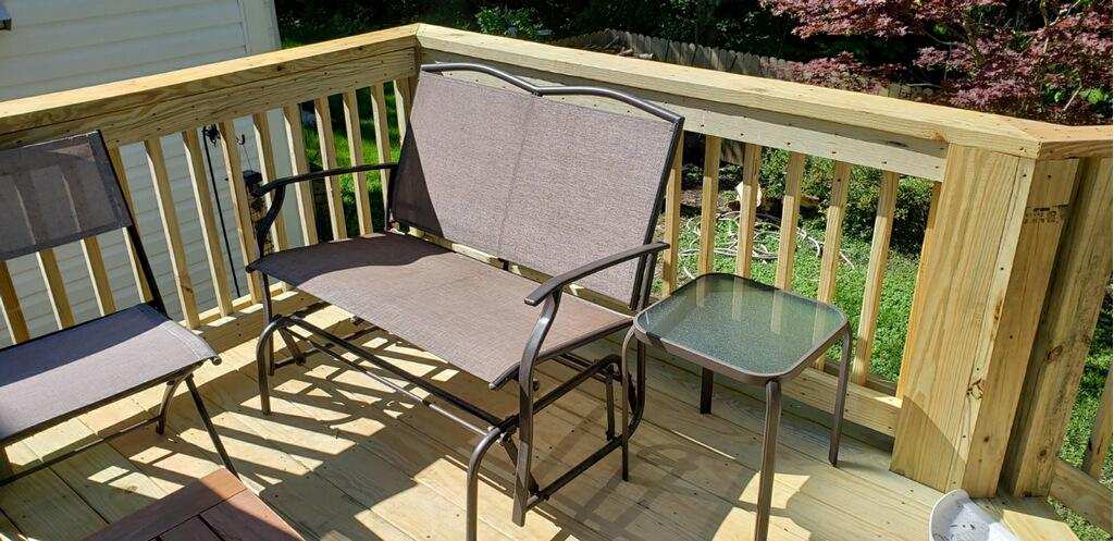 Completed wood deck — finished project