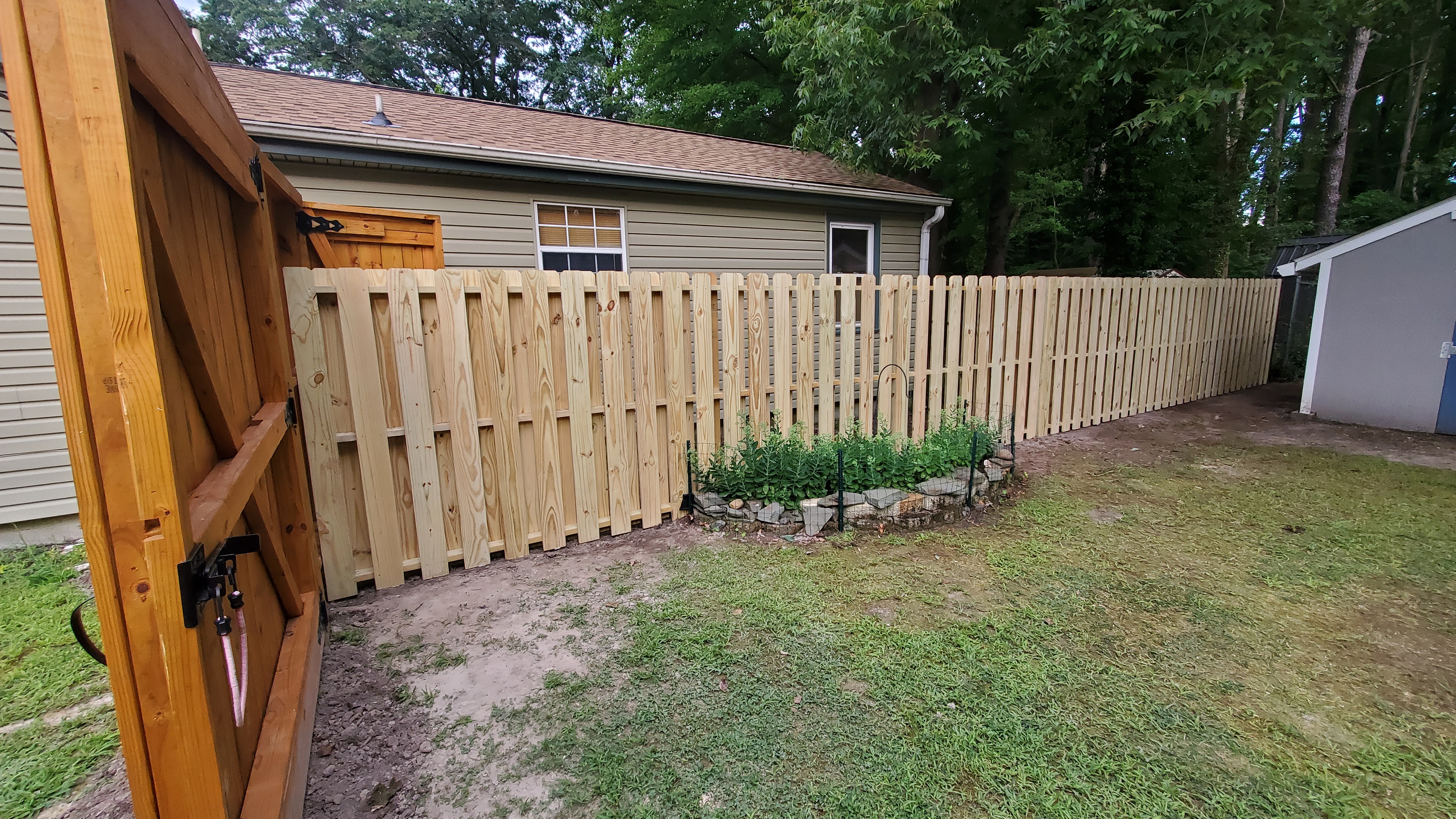 Wood fence installation