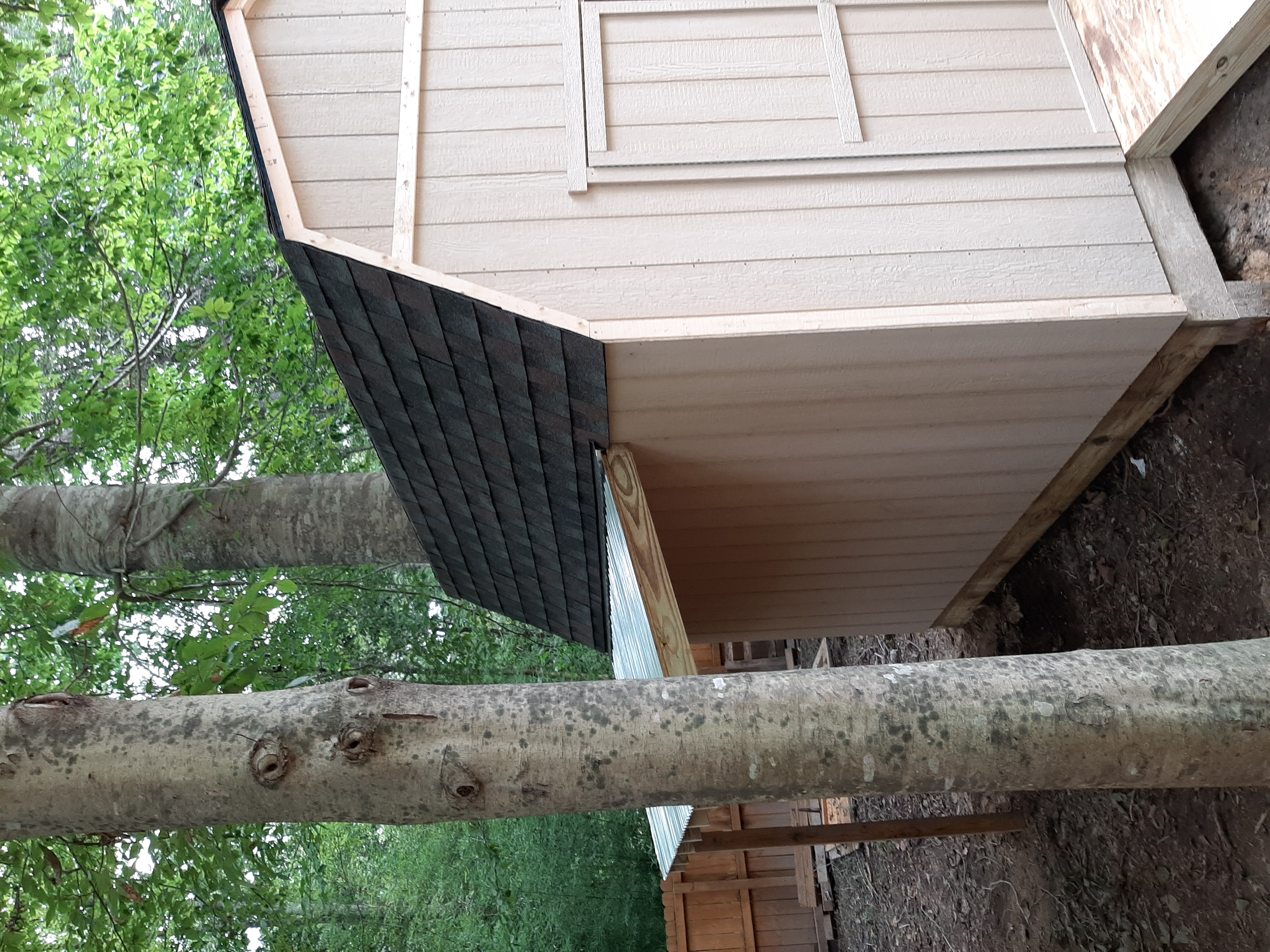 Shed construction — framing in progress